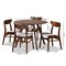 Baxton Studio Philip Light Grey Upholstered and Walnut Wood 5-Piece Dining Set 167-10810-10808 - alternate 2